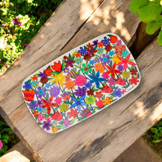 Floral Painted Serving Tray - Large