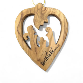 Bethlehem Heart Nativity Olive wood Ornament