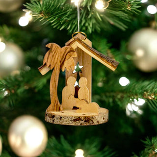 3D Nativity Scene Olivewood Ornament