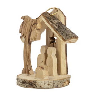 3D Nativity Scene Olivewood Ornament