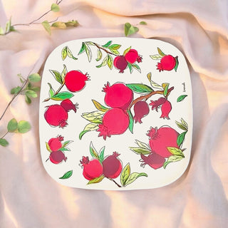 Pomegranate Painted Serving Tray - Square